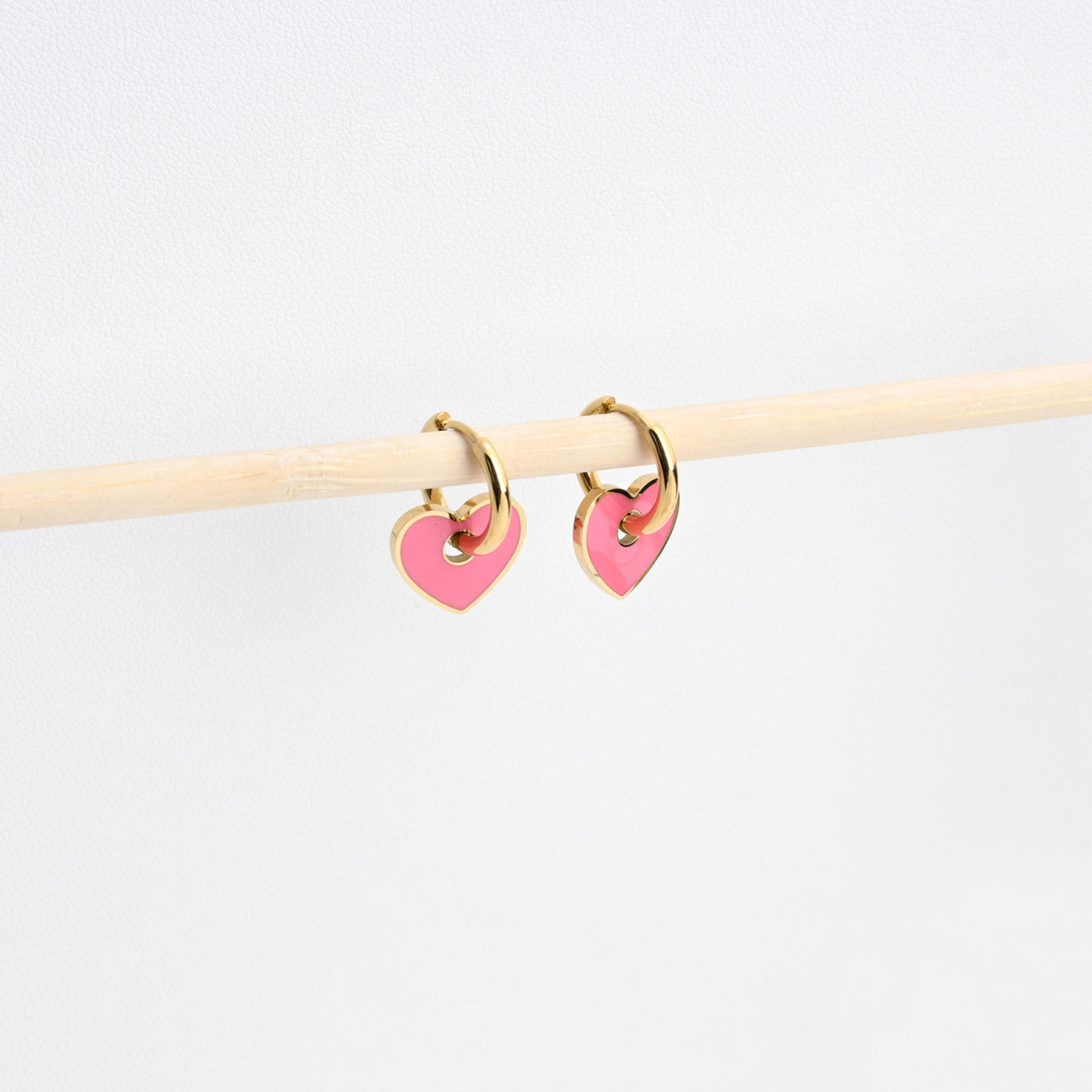 Argolas em aço coração Rosa - L&L Aço