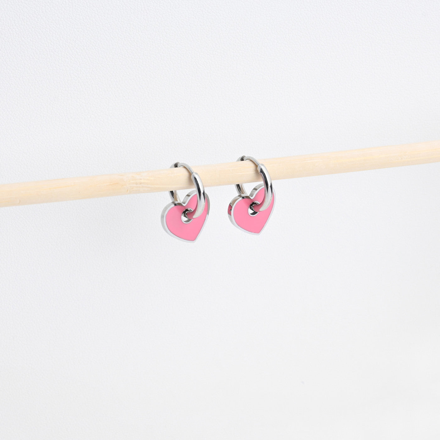 Argolas em aço coração Rosa - L&L Aço