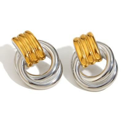 Brincos estilo francês bicolor