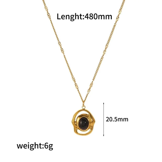 Colar em Aço com pingente irregular e centro escuro