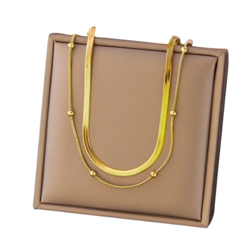 Colar em aço inoxidável 304, banhado a Ouro 18K