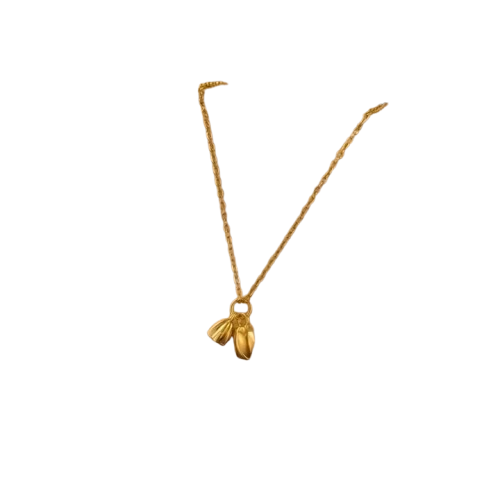 Cola em Aço de cordão simples com 2 pendentes