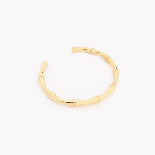 Pulseira em aço bambu rígida em dourado - L&L Aço