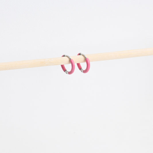 Argolas Aço finas Rosa - L&L Aço
