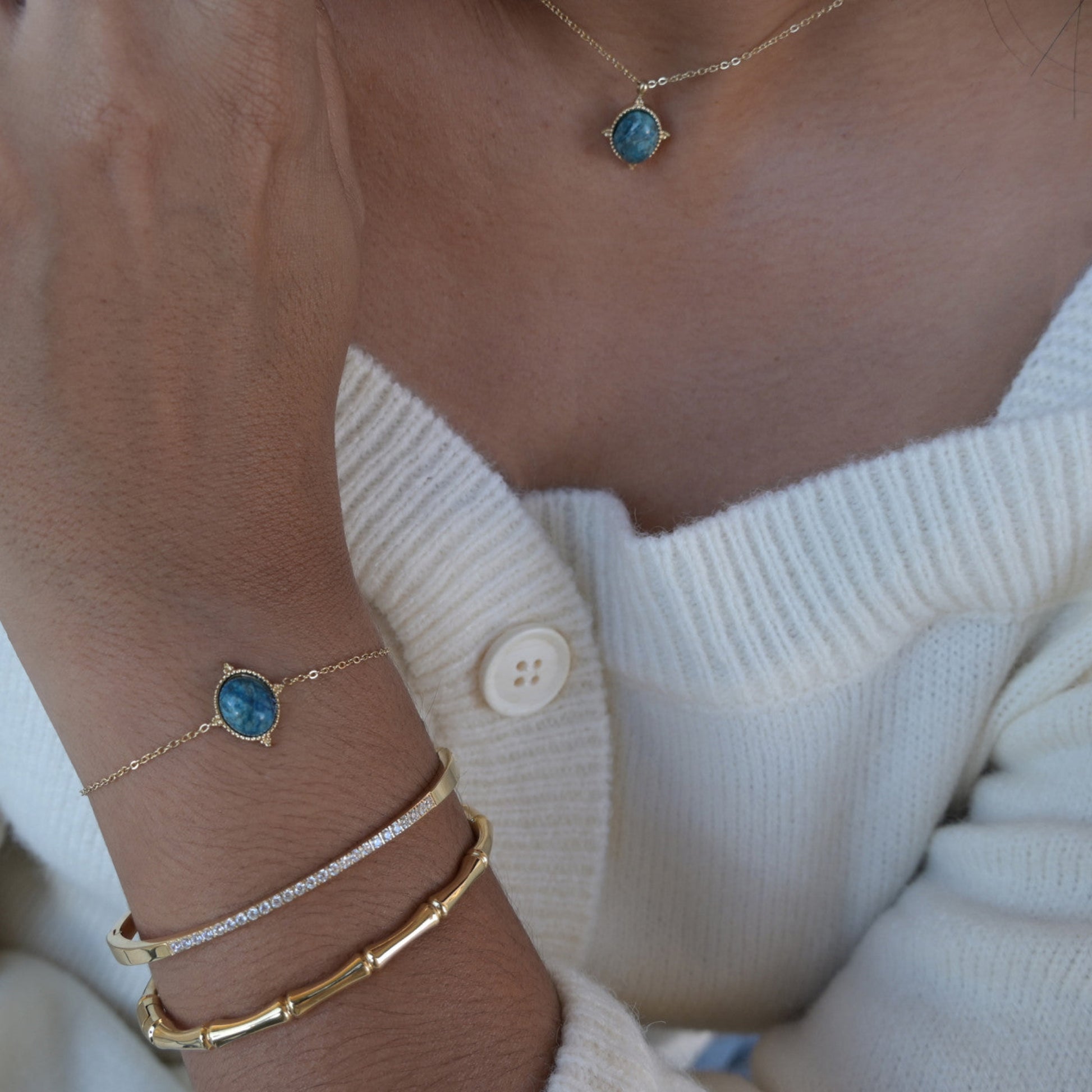 Pulseira rígida básica aço e zircônias - L&L Aço