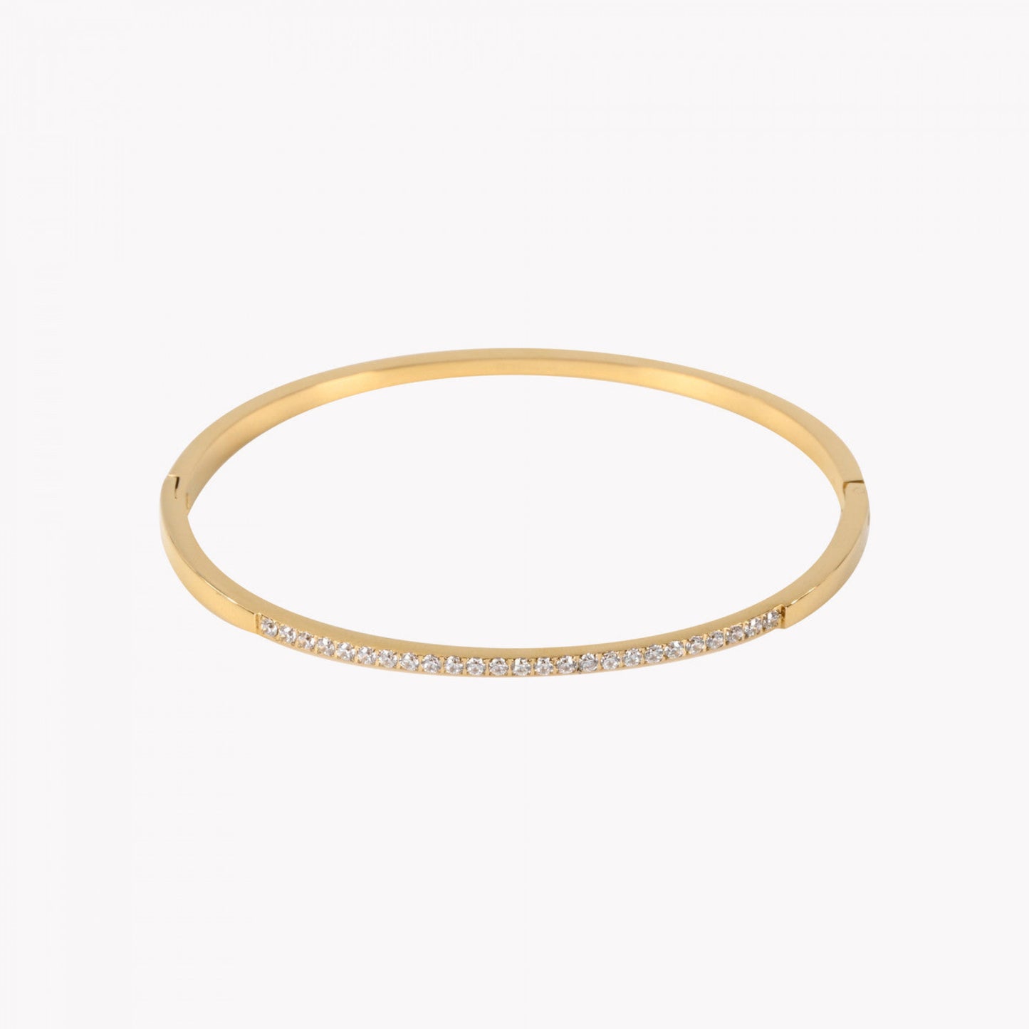 Pulseira rígida básica aço e zircônias - L&L Aço