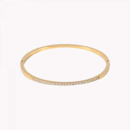 Pulseira rígida básica aço e zircônias - L&L Aço