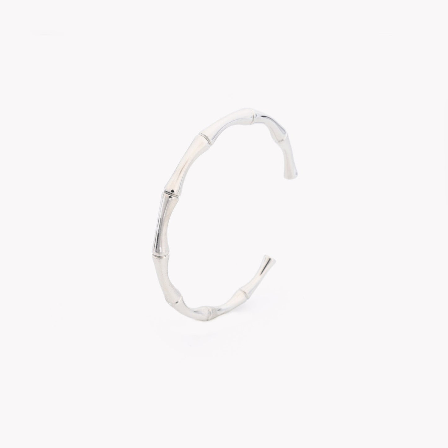 Pulseira em aço bambu rígida prateada- L&L Aço
