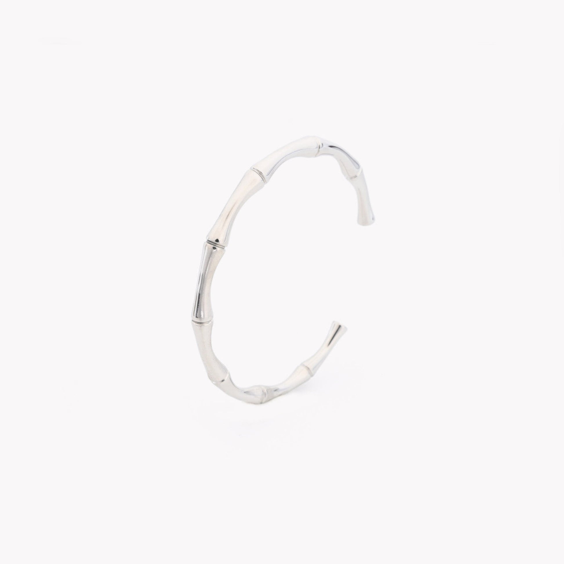 Pulseira em aço bambu rígida prateada- L&L Aço