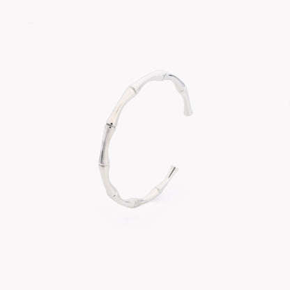 Pulseira em aço bambu rígida prateada- L&L Aço