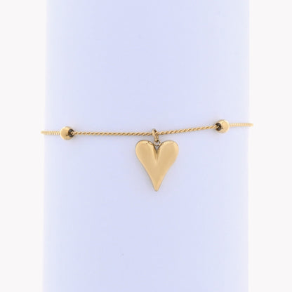 Pulseira Aço dourada com pendente Coração - L&L Aço