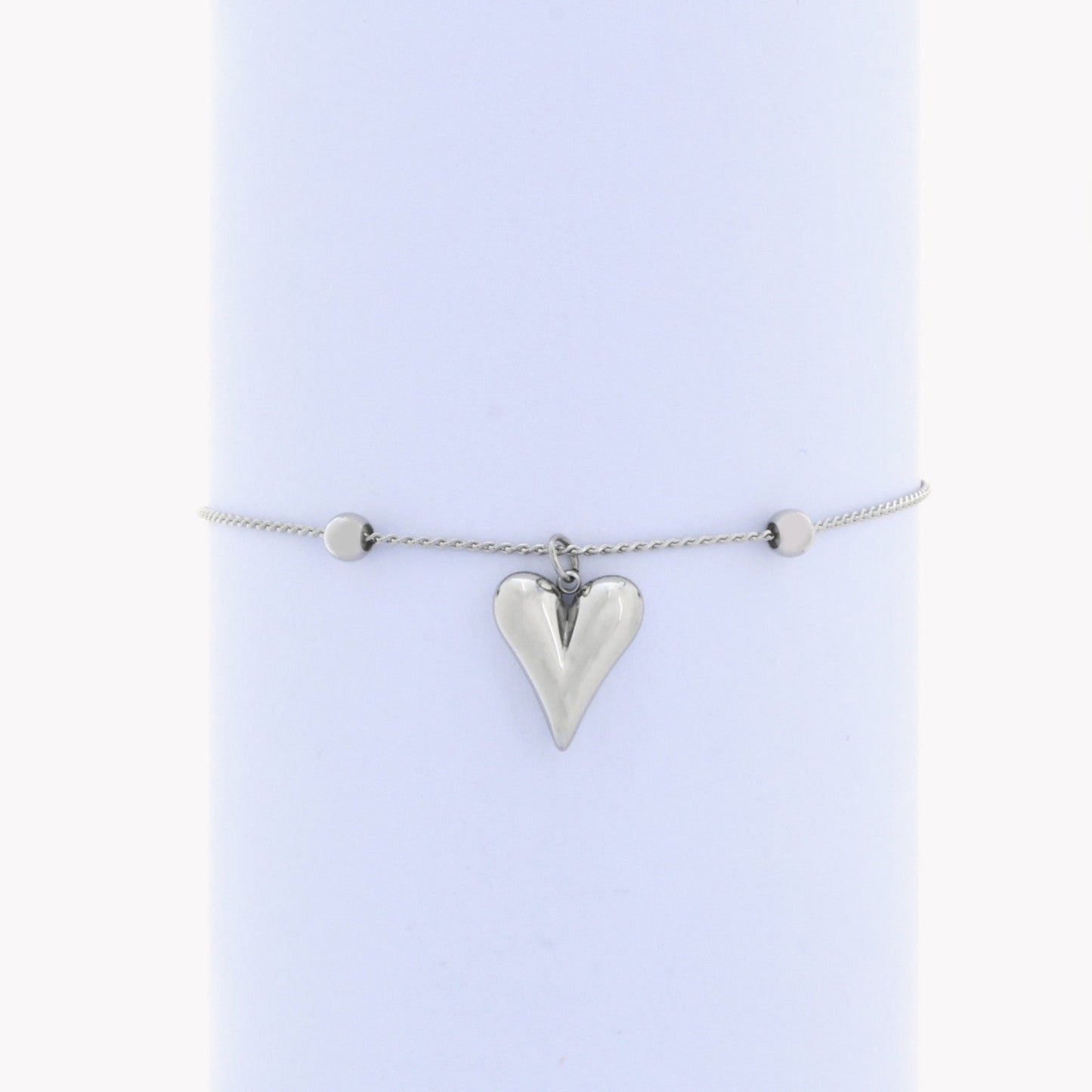 Pulseira Aço prateada com pendente Coração - L&L Aço