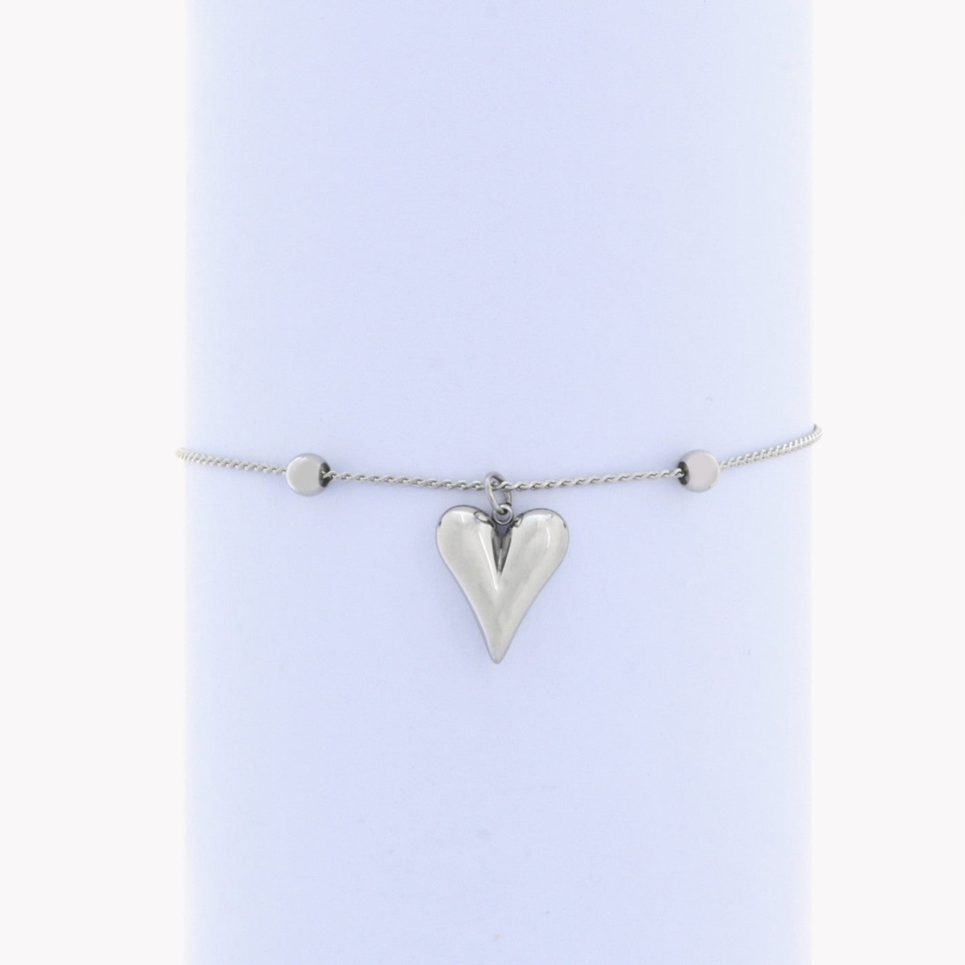 Pulseira Aço prateada com pendente Coração - L&L Aço