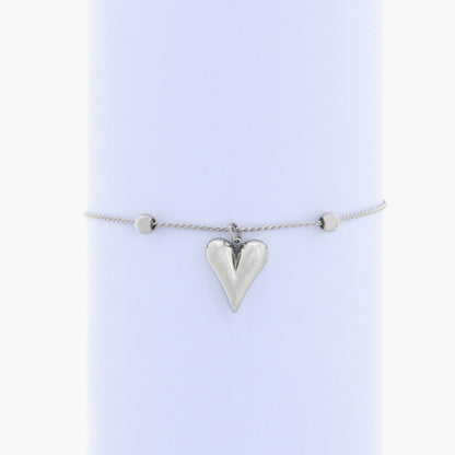 Pulseira Aço prateada com pendente Coração - L&L Aço