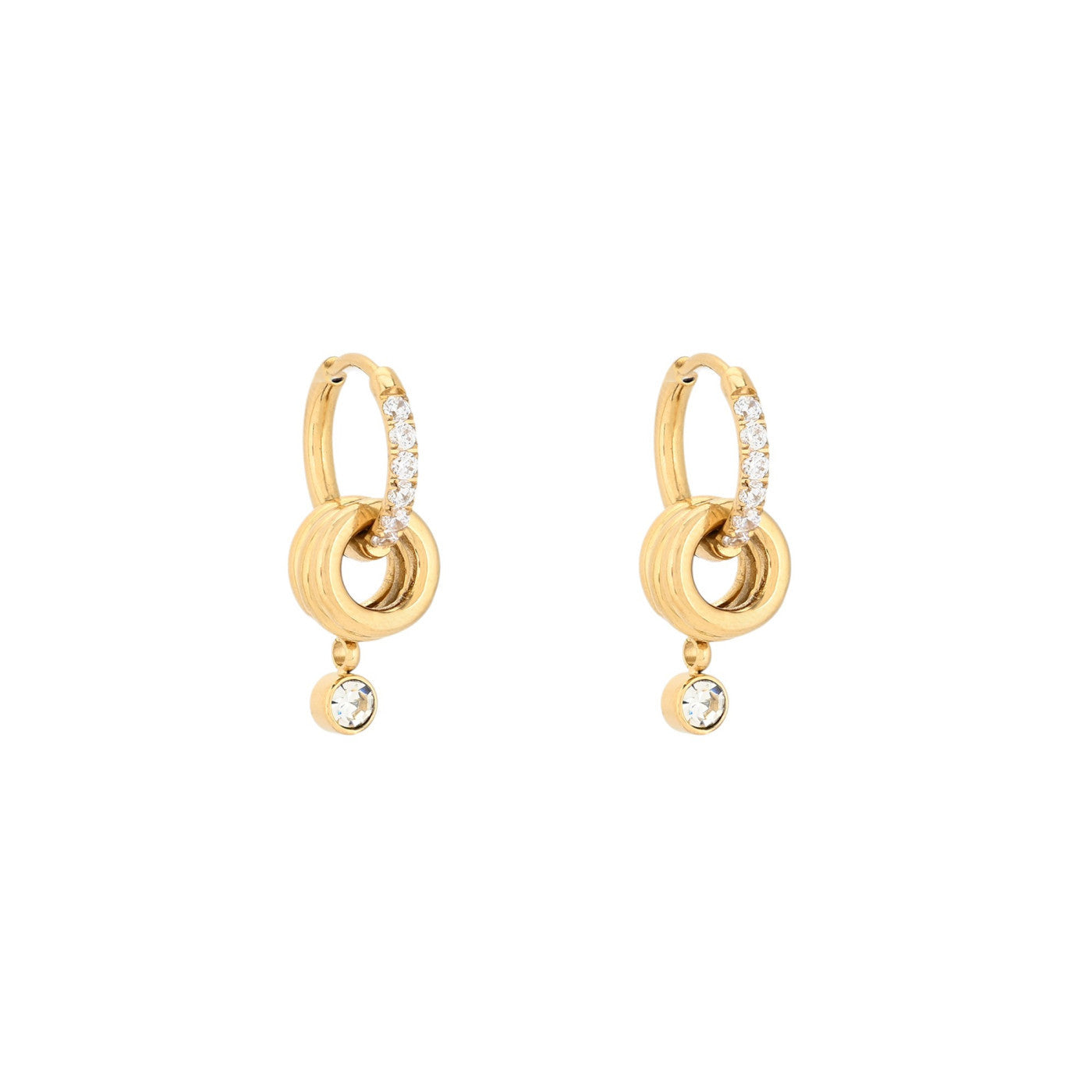 Argolas finas Glamour com pendentes e brilho
