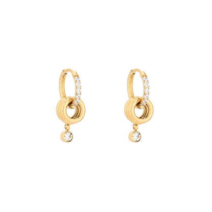 Argolas finas Glamour com pendentes e brilho