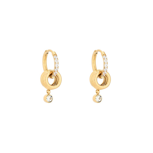 Argolas finas Glamour com pendentes e brilho